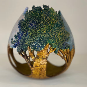 Tree Carved Gourd-Blue