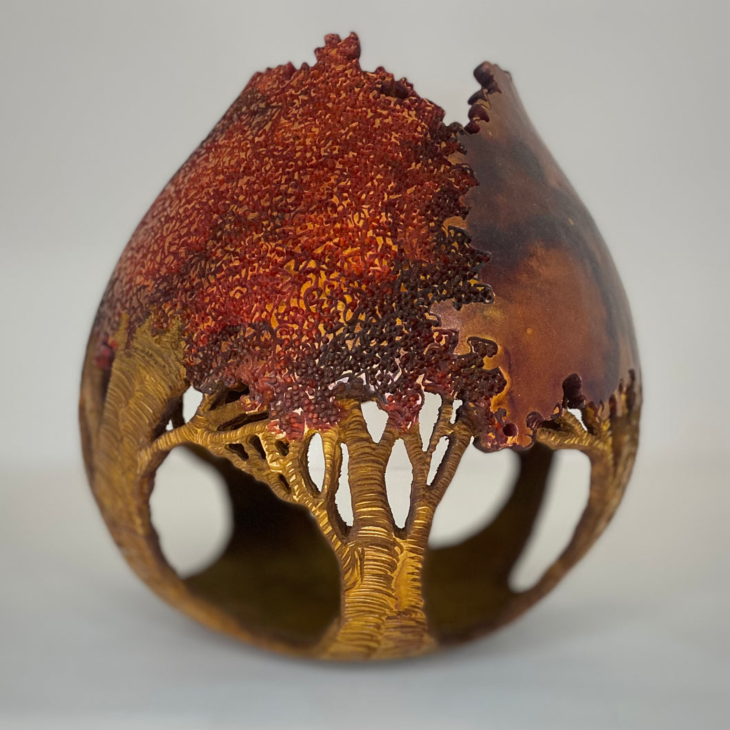 Tree Carved Gourd - Red